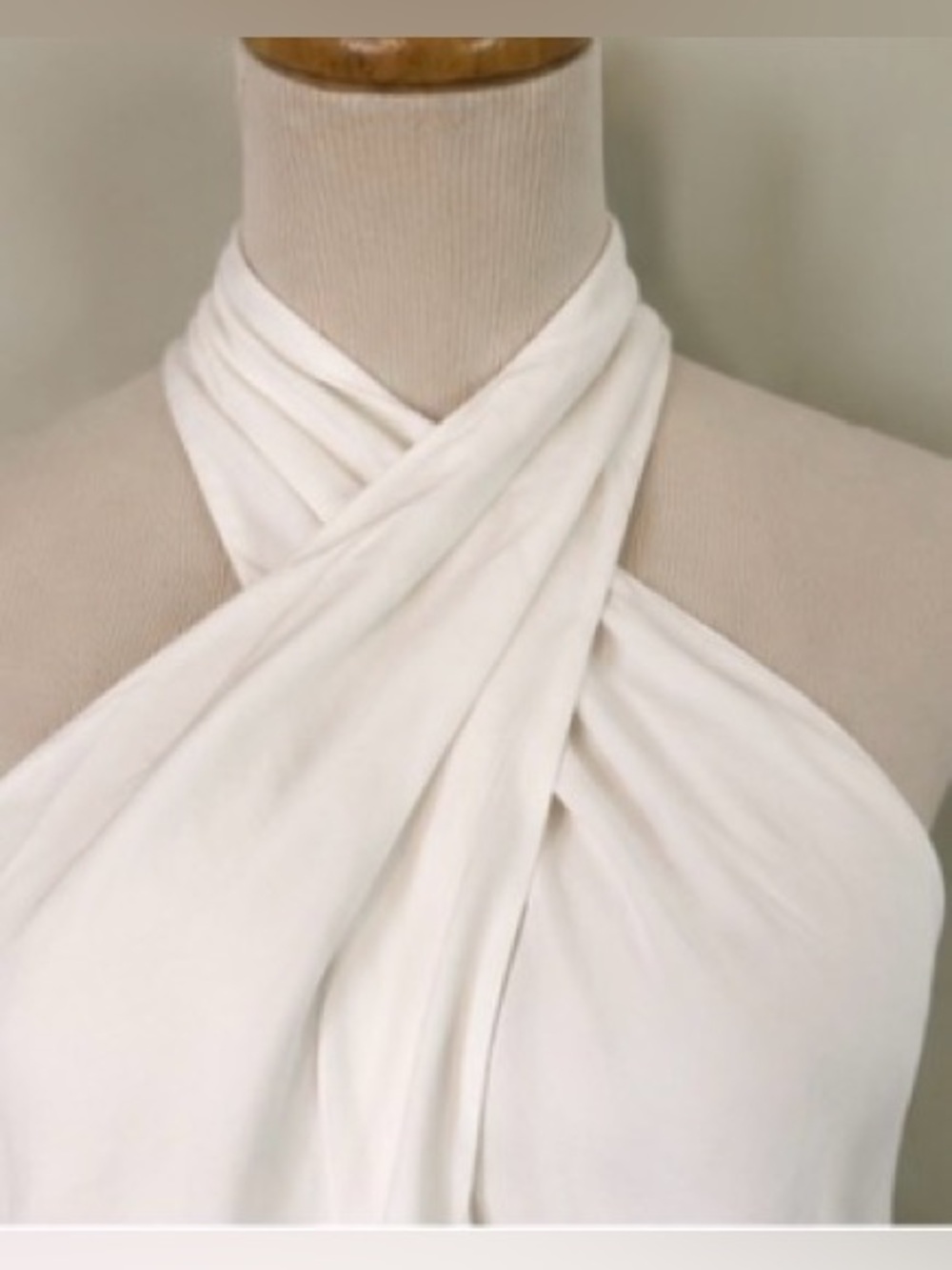 [Theory] White Washed Twill Cross Front Halter Top Size Small - Picture 4 of 9
